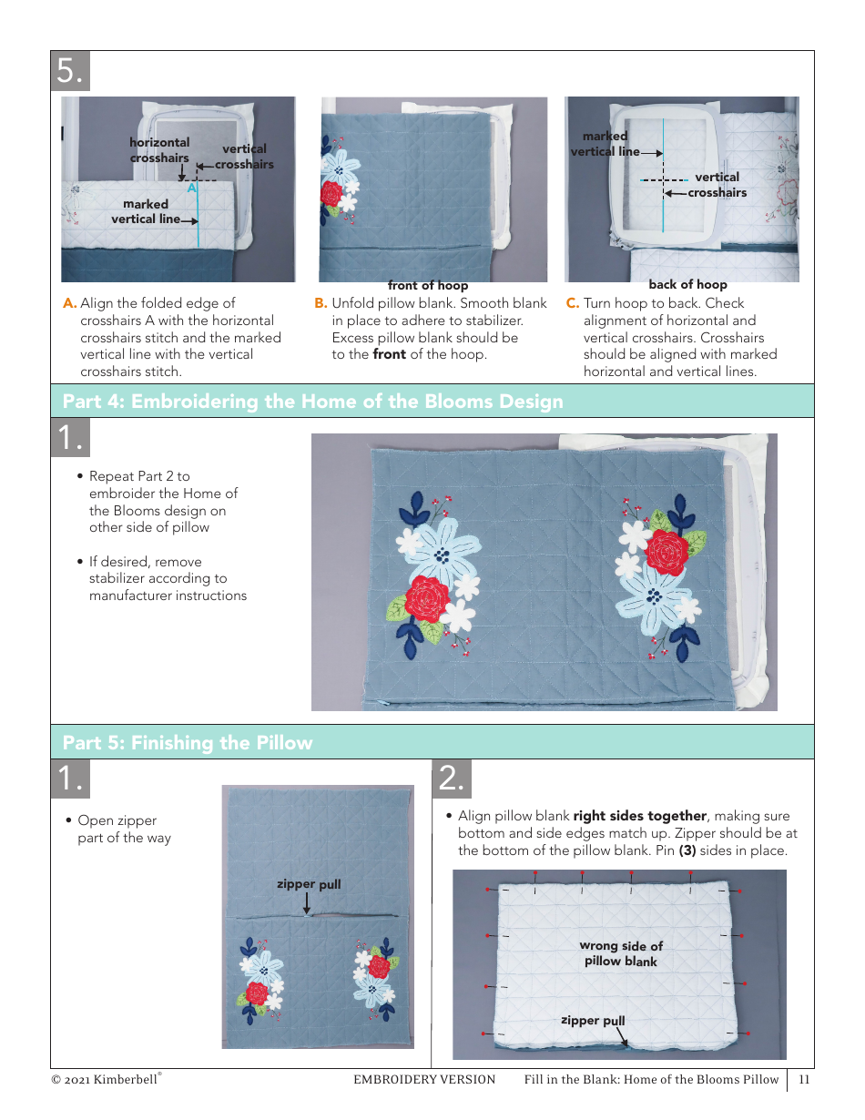 Home of the Blooms Pillow Embroidery Pattern, Page 11