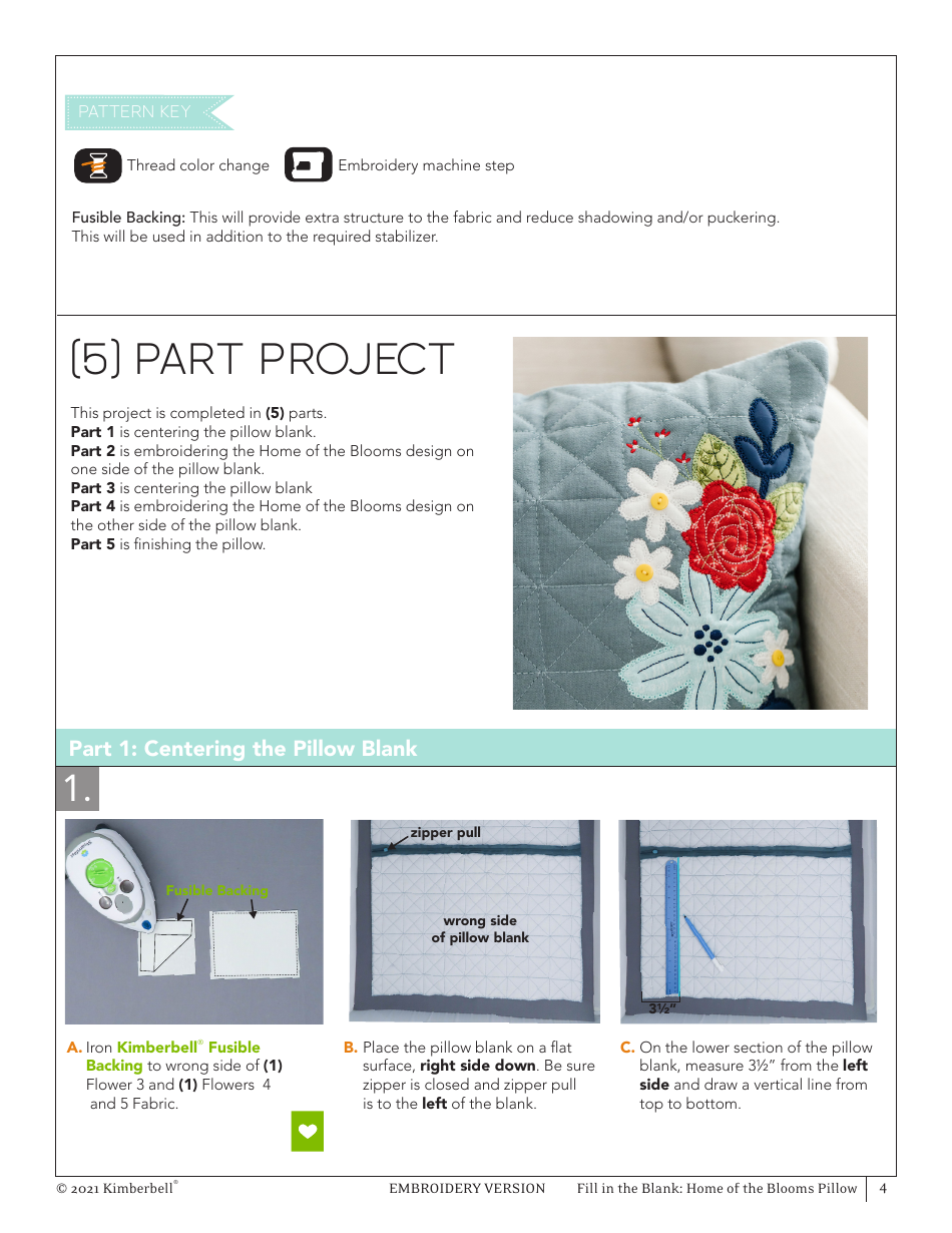 Home of the Blooms Pillow Embroidery Pattern, Page 4