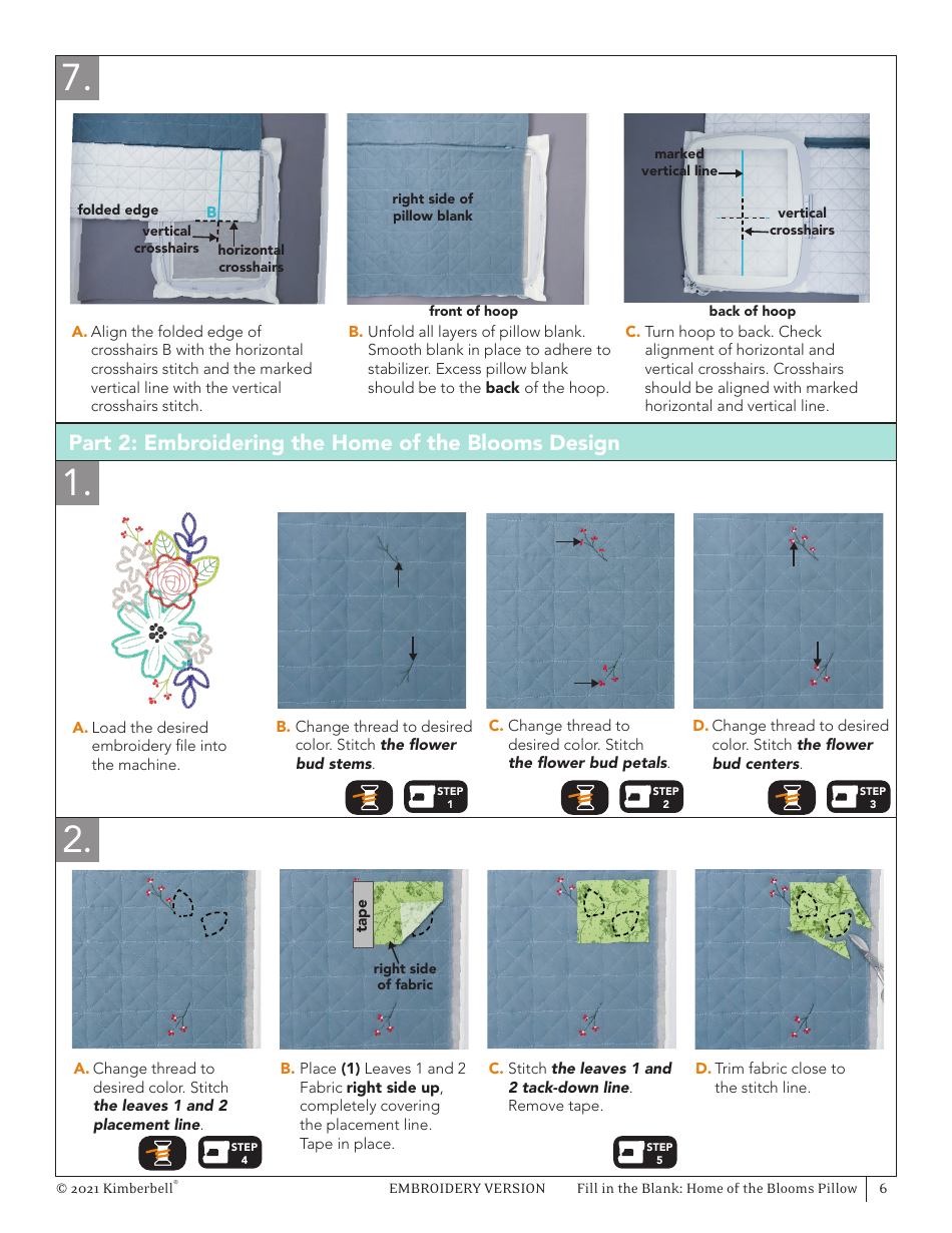 Home of the Blooms Pillow Embroidery Pattern, Page 6