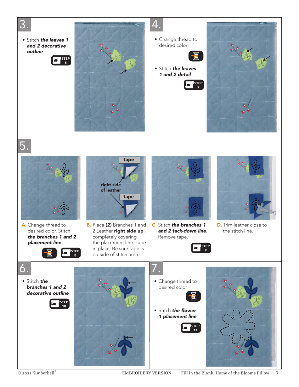 Home of the Blooms Pillow Embroidery Pattern, Page 7