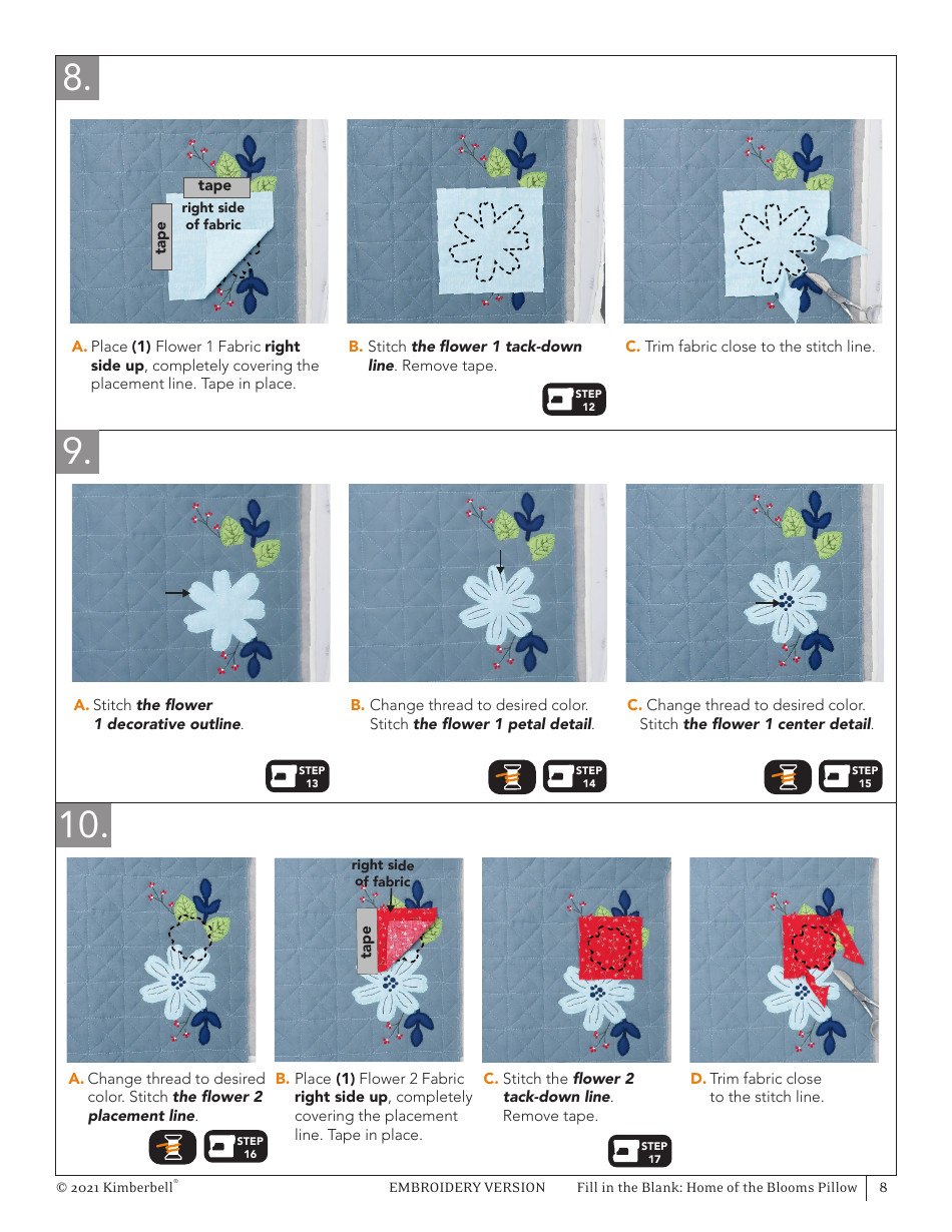 Home of the Blooms Pillow Embroidery Pattern, Page 8