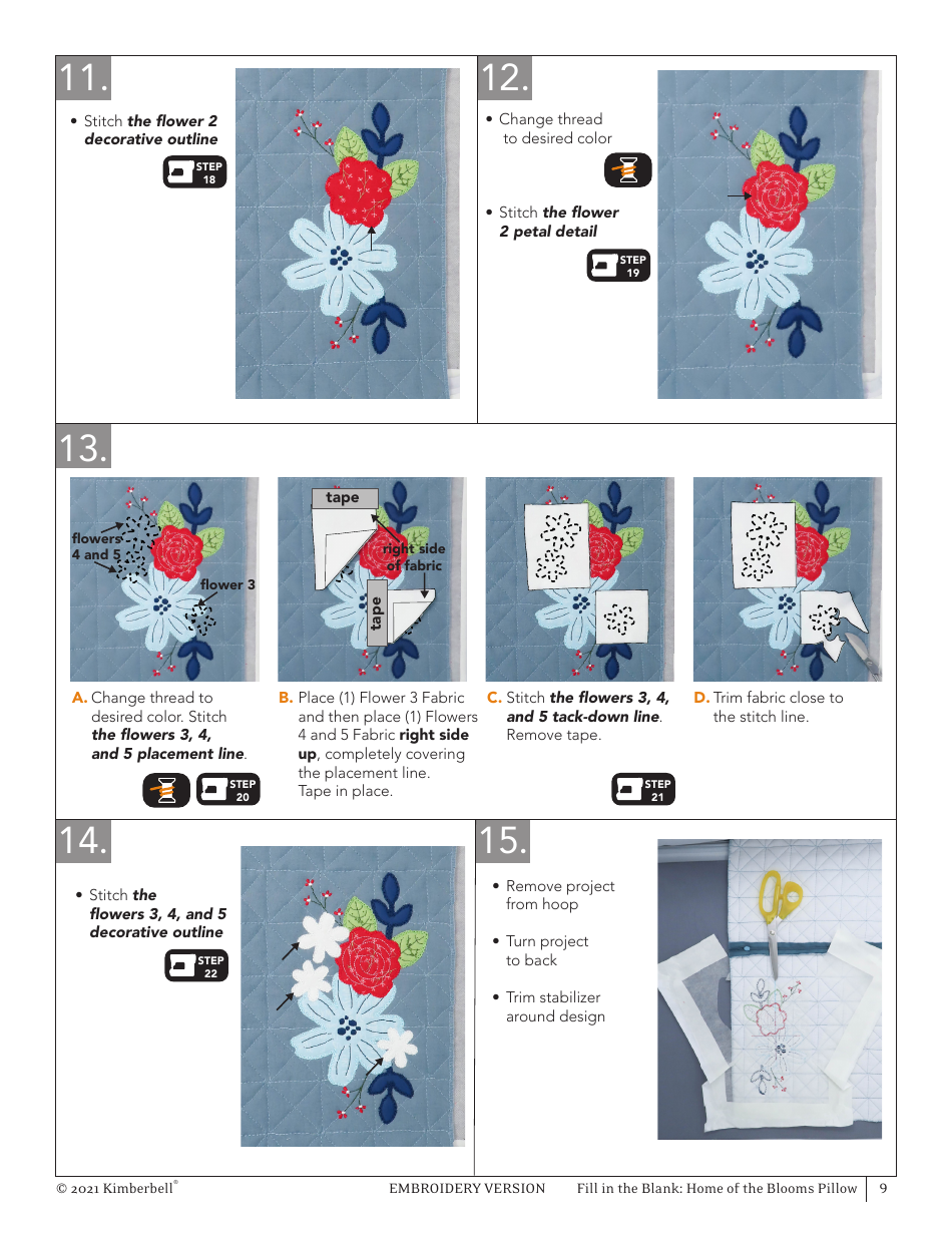 Home of the Blooms Pillow Embroidery Pattern, Page 9