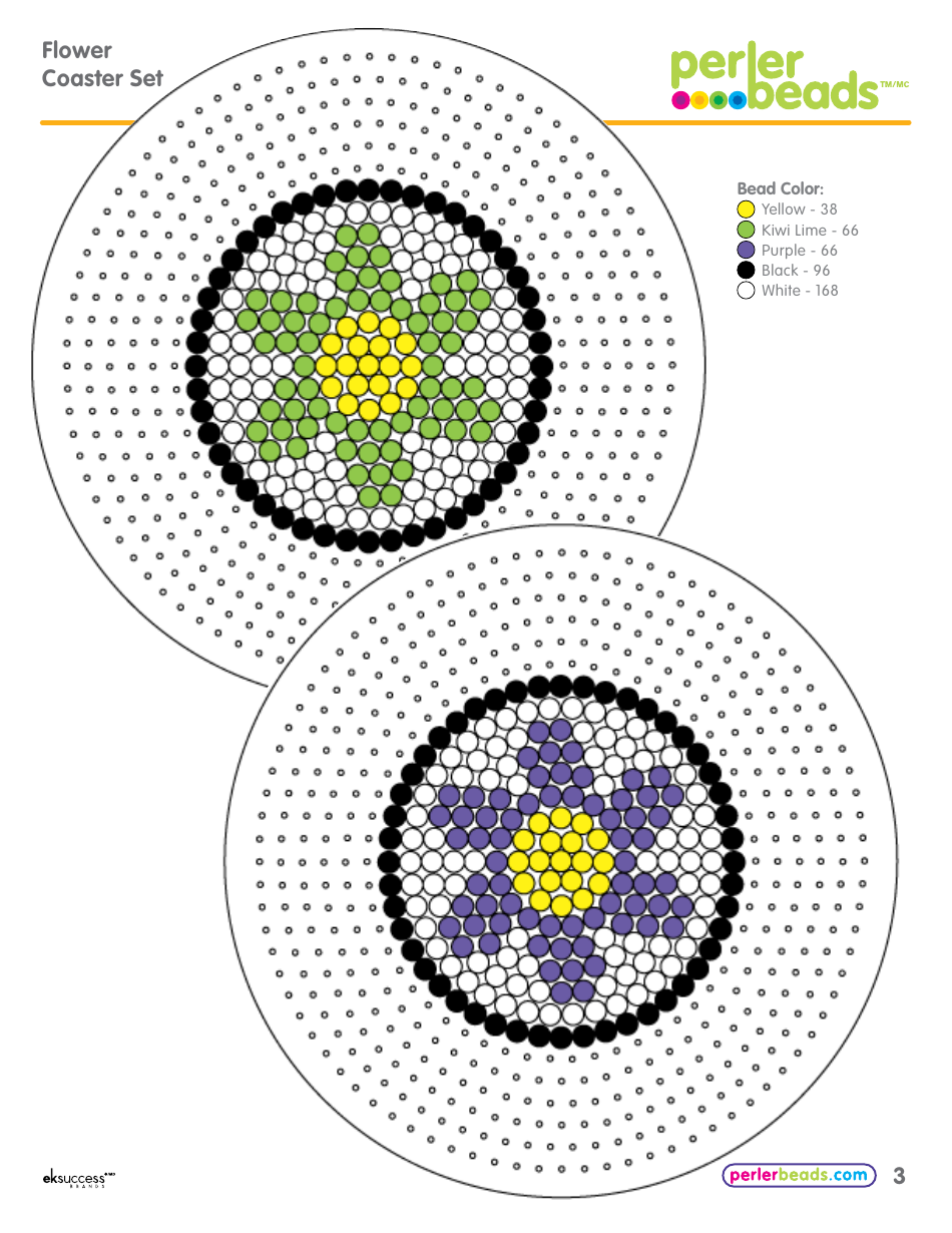 Perler Beads Flower Coaster Set Patterns, Page 3