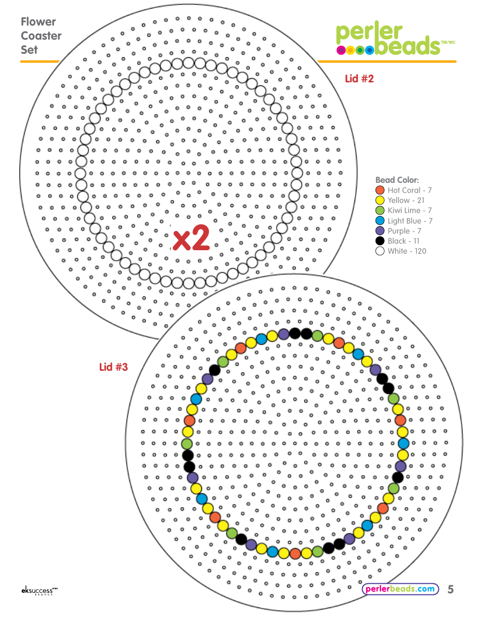 Perler Beads Flower Coaster Set Patterns, Page 5