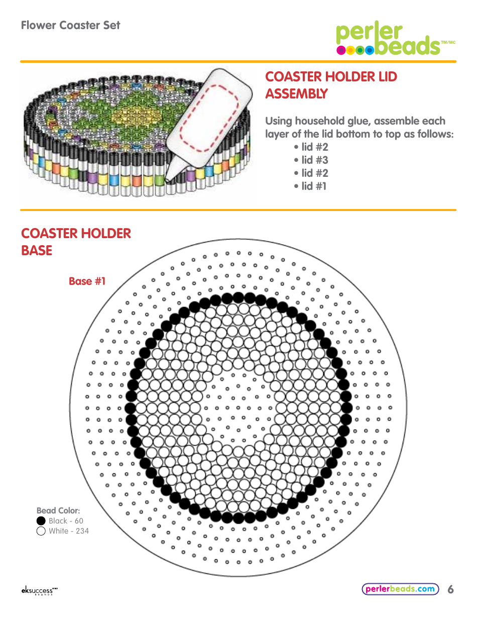 Perler Beads Flower Coaster Set Patterns, Page 6