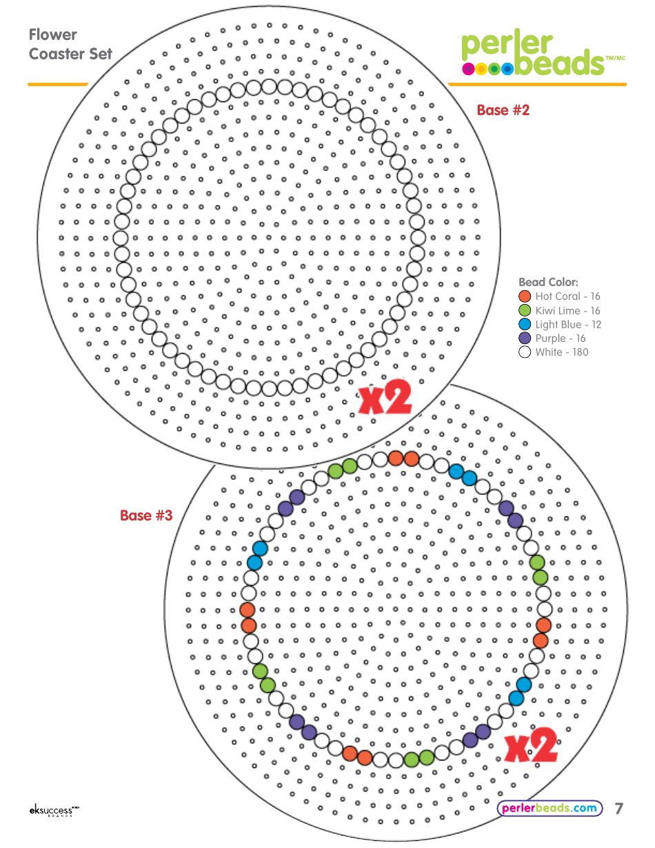 Perler Beads Flower Coaster Set Patterns, Page 7