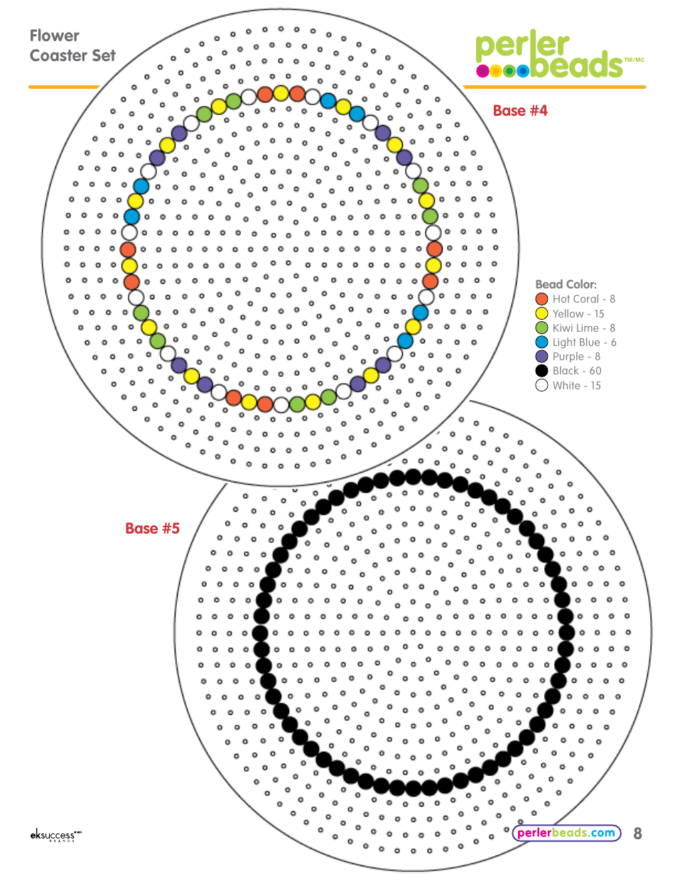 Perler Beads Flower Coaster Set Patterns, Page 8