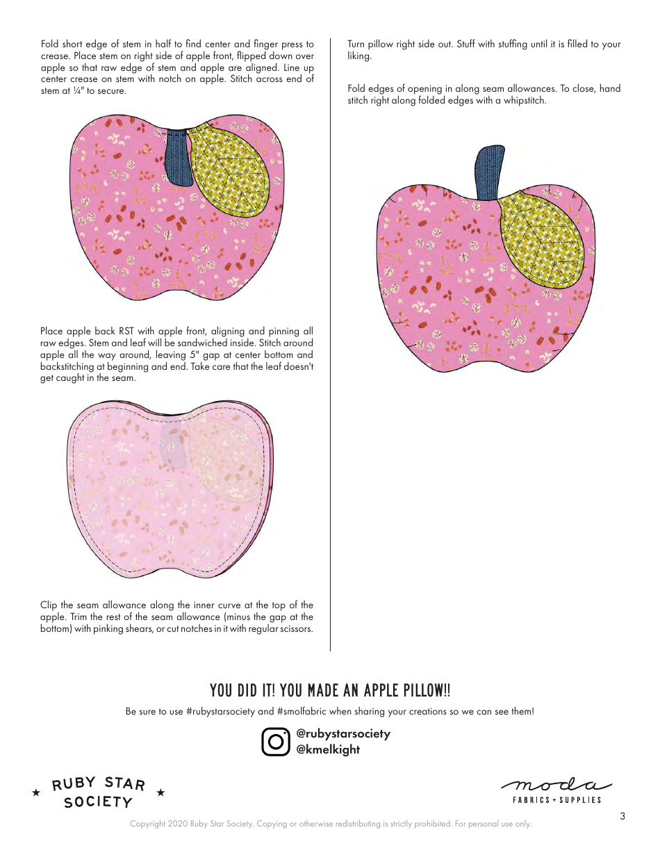 Apple Pillow Sewing Template, Page 3