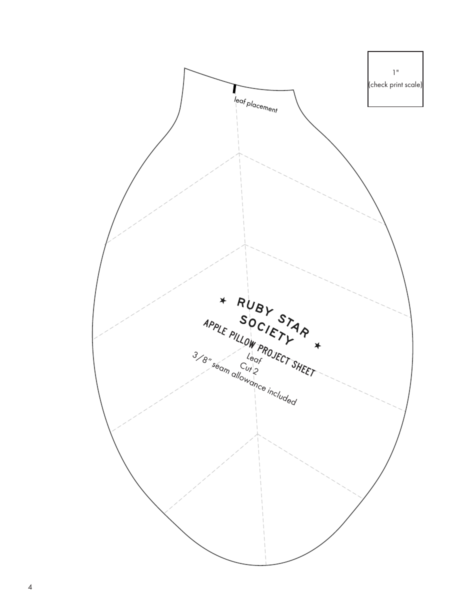 Apple Pillow Sewing Template, Page 4