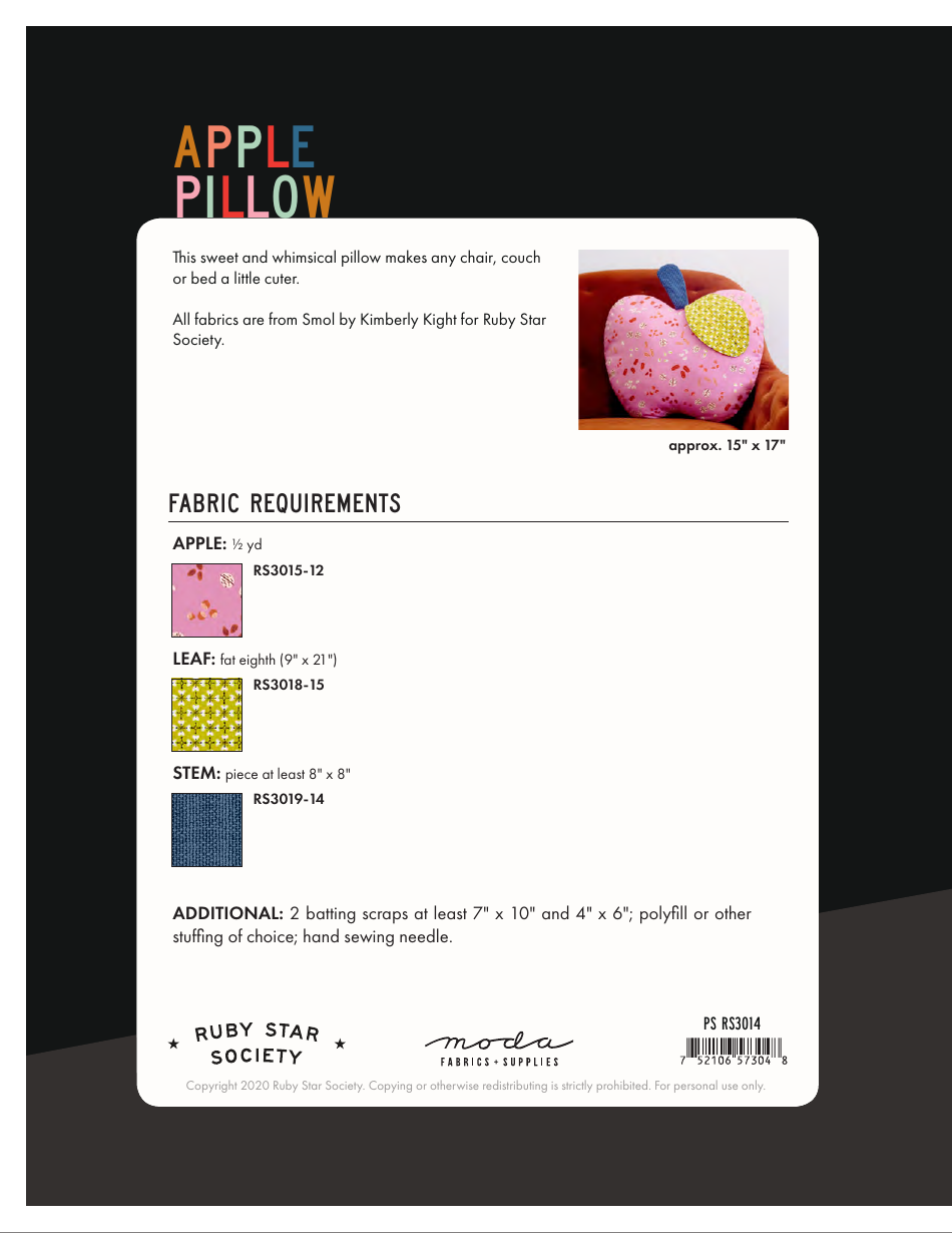 Apple Pillow Sewing Template, Page 8