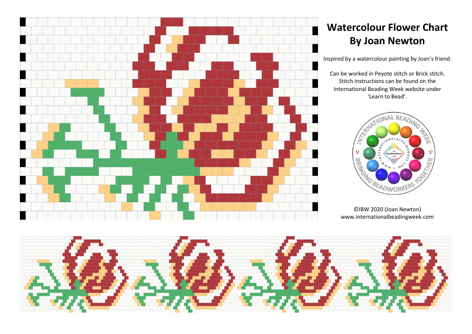 Watercolor Flower Beading Pattern, Page 1