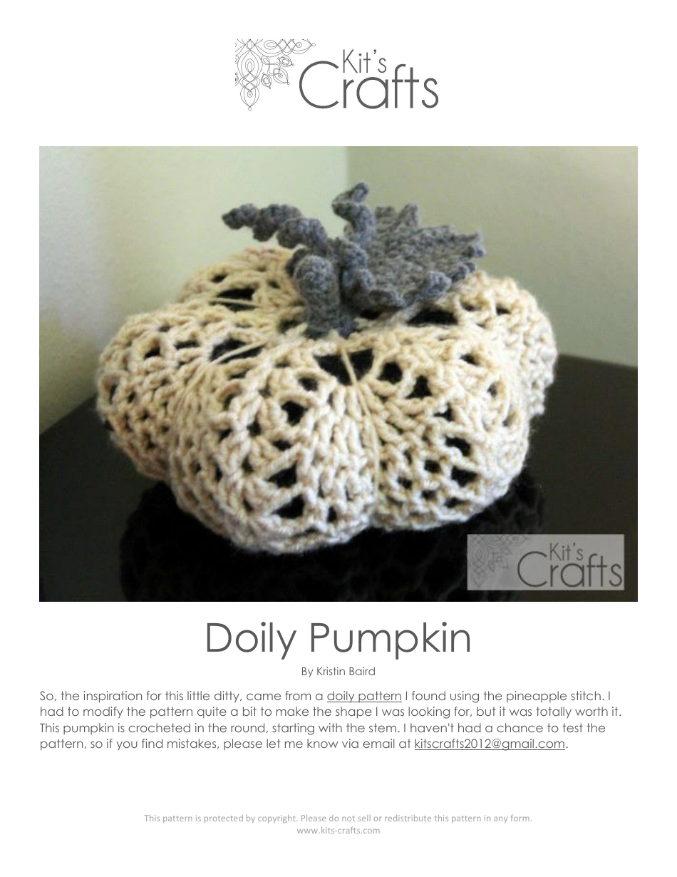 Doily Pumpkin Crochet Pattern Template Download Printable PDF