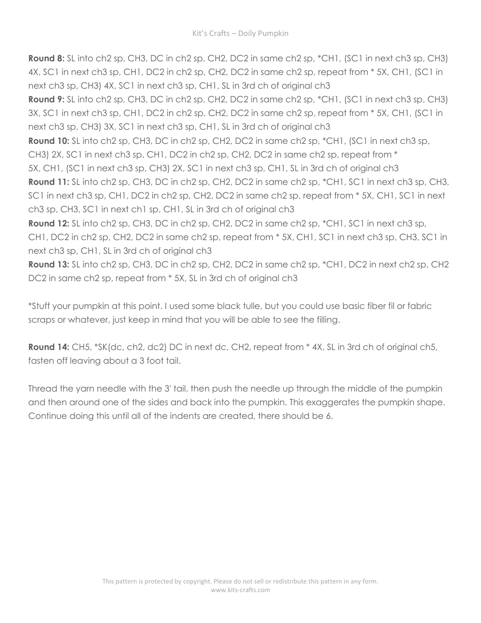 Doily Pumpkin Crochet Pattern Template, Page 3