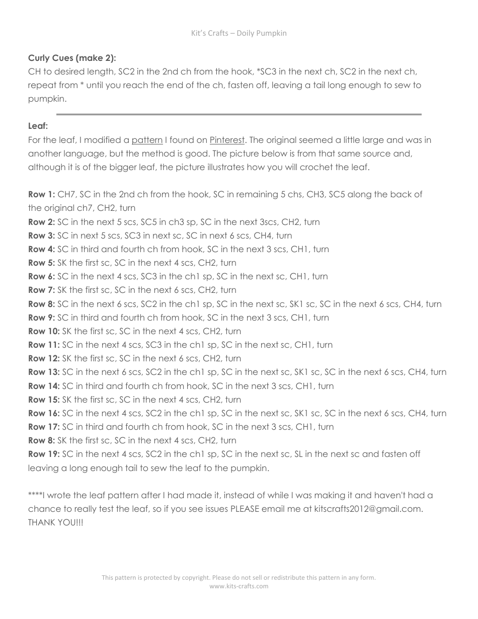 Doily Pumpkin Crochet Pattern Template, Page 5