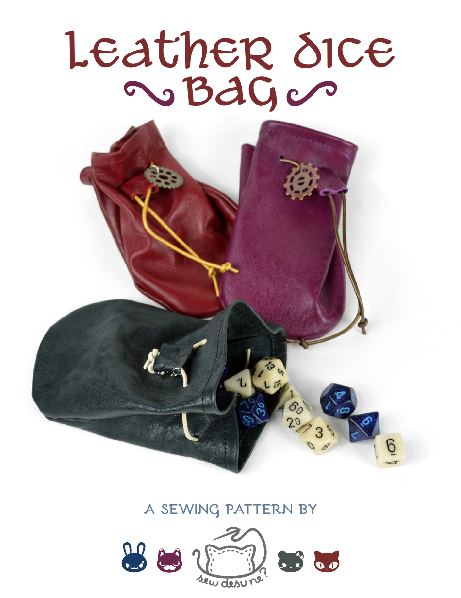 Leather Dice Bag Sewing Pattern Template Download Printable PDF ...