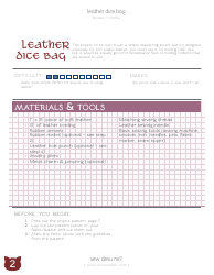 Leather Dice Bag Sewing Pattern Template, Page 2