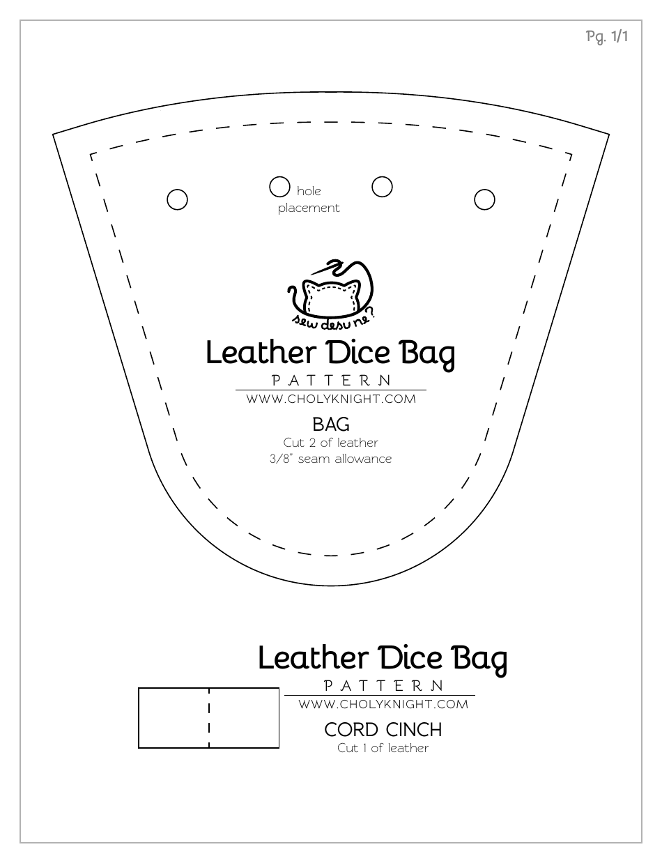 Leather Dice Bag Sewing Pattern Template, Page 7