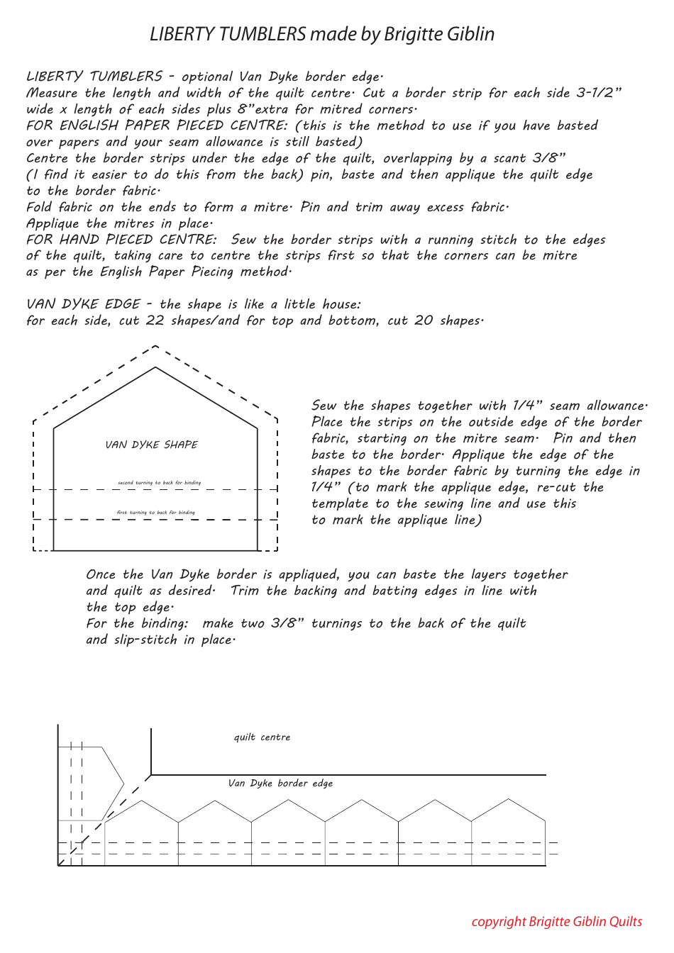 Liberty Tumblers Quilt Pattern Templates, Page 10