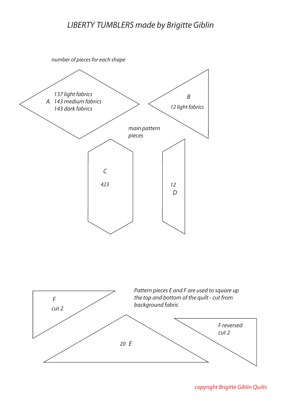 Liberty Tumblers Quilt Pattern Templates, Page 5