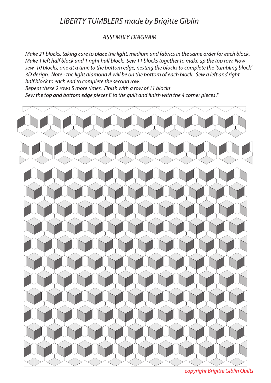 Liberty Tumblers Quilt Pattern Templates, Page 7