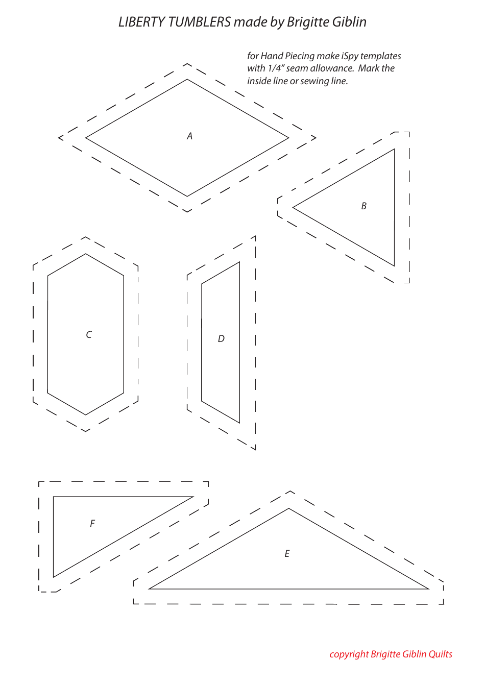 Liberty Tumblers Quilt Pattern Templates, Page 9