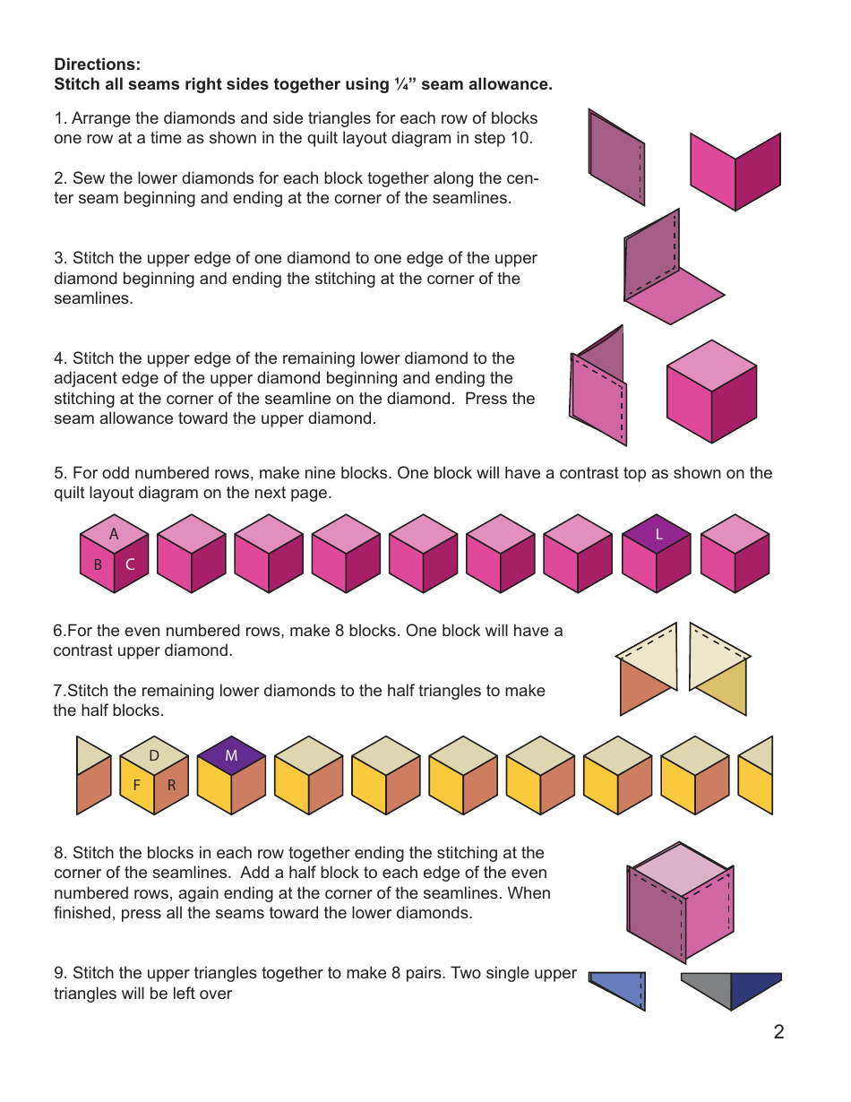 Tumbling Blocks Quilt Pattern Templates Download Printable PDF Tumbling Blocks Quilt Pattern Templates Download Printable PDF