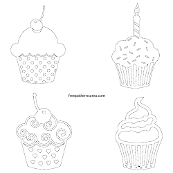 Document preview: Cupcake Outline Templates