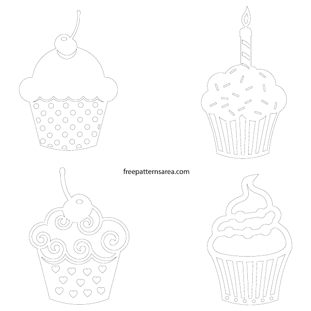 Cupcake Outline Templates
