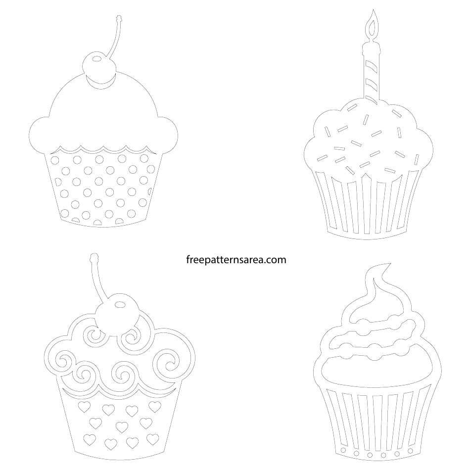 Cupcake Outline Templates, Page 1