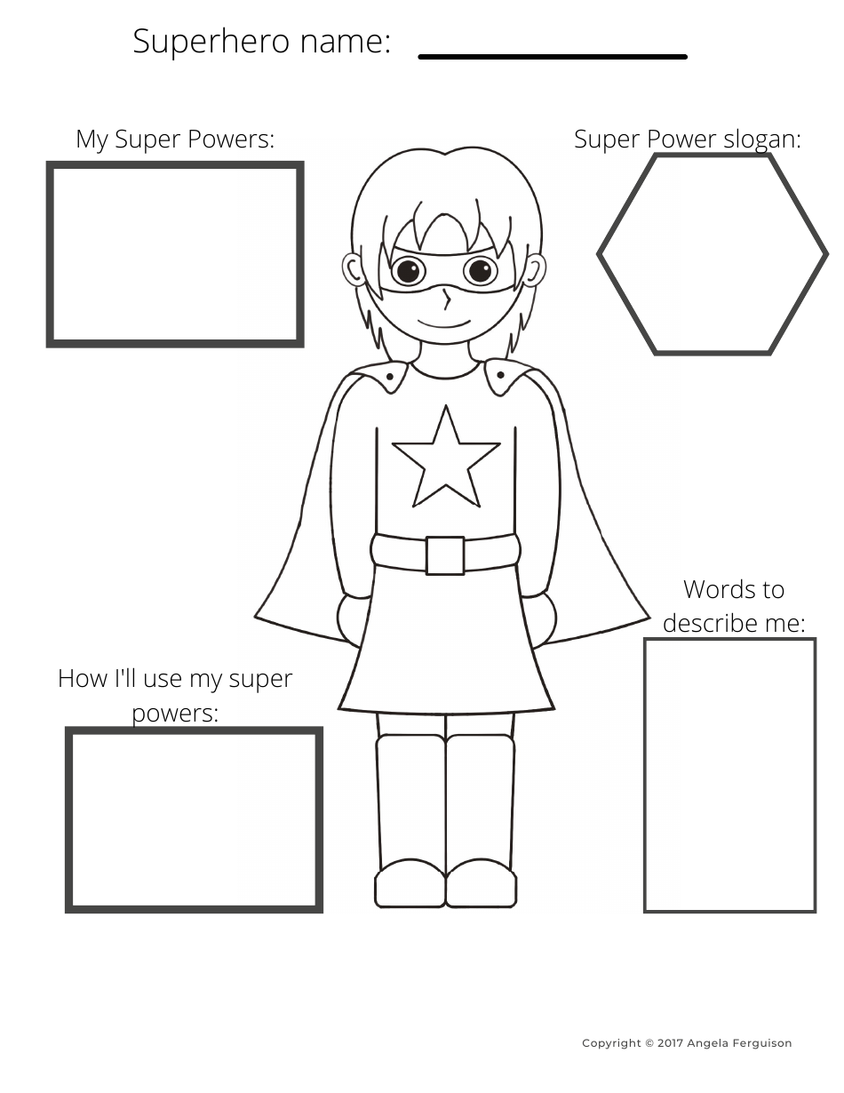 Superhero Girl Coloring Template, Page 1