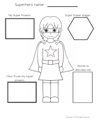 Document preview: Superhero Girl Coloring Template
