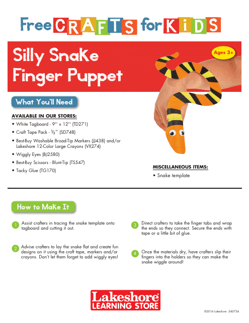 Silly Snake Finger Puppet Template