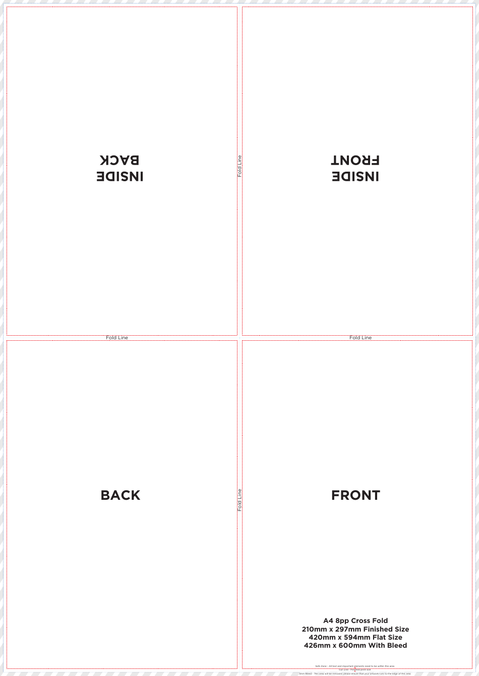 A4 8pp Cross Fold Template Preview - front and back view