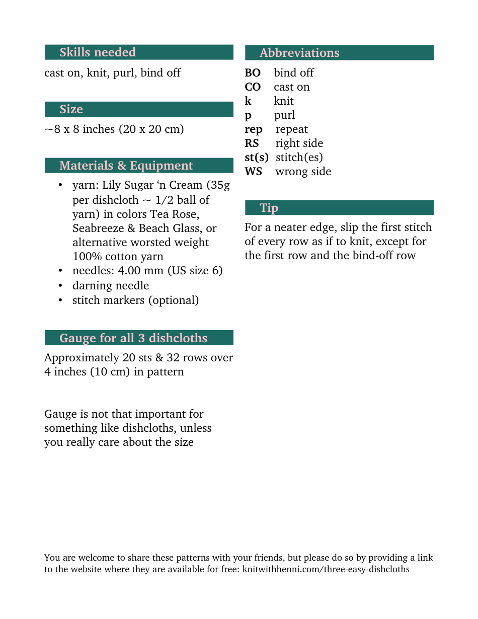 Easy Dishcloth Knitting Patterns, Page 2