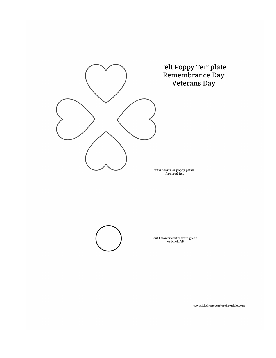 Felt Poppy Heart Template, Page 1