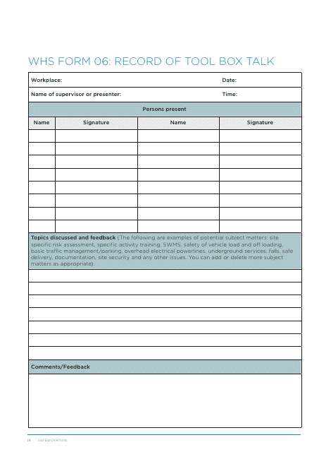 WHS Form 06  Printable Pdf