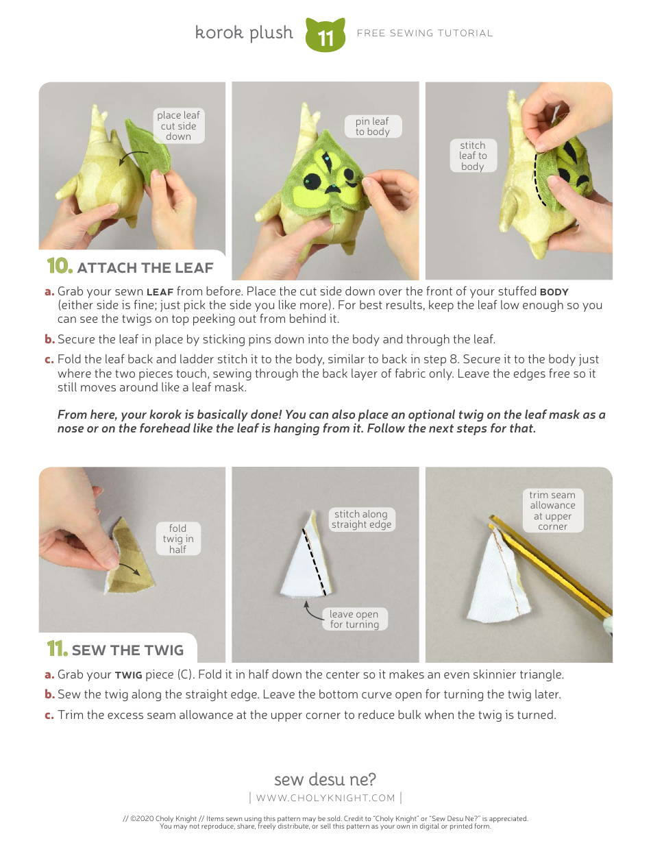 Korok Plush Sewing Pattern Templates, Page 11