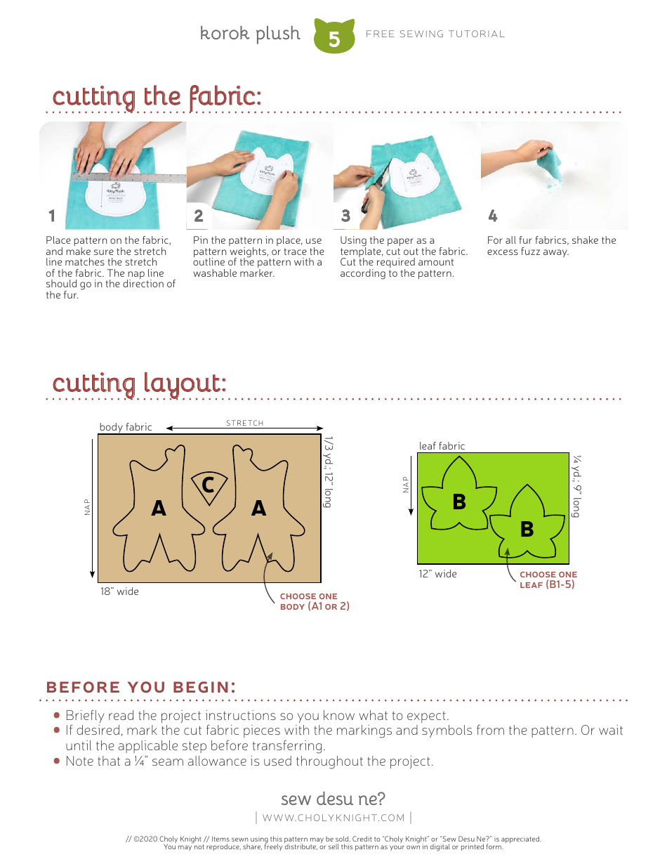 Korok Plush Sewing Pattern Templates, Page 5