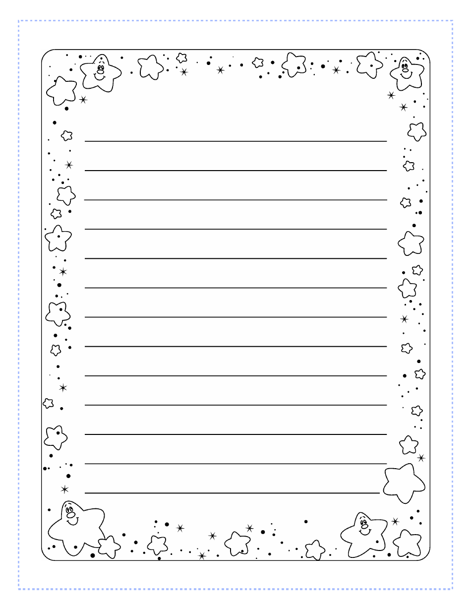 Lined Paper Template With Stars Border, Page 1