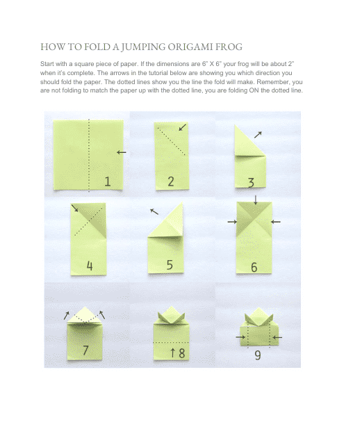 Origami Jumping Frog Guide in Green - Document Preview