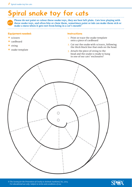 Cardboard Spiral Snake Cat Toy Template