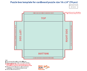 Document preview: Puzzle Box Template for Cardboard Puzzle Size 18 X 24