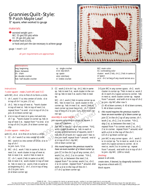 9-patch Maple Leaf Quilt Pattern