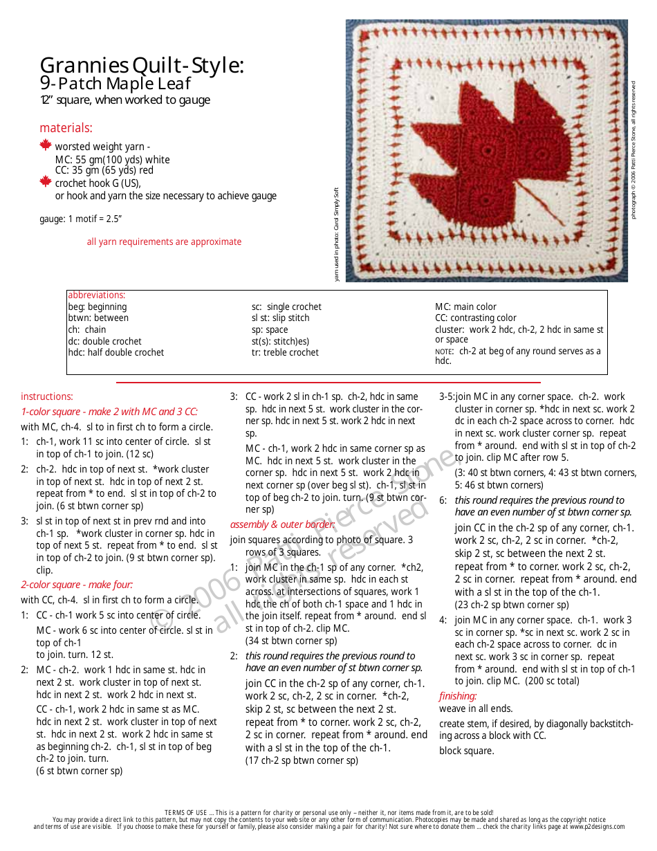 9-patch Maple Leaf Quilt Pattern Preview Image