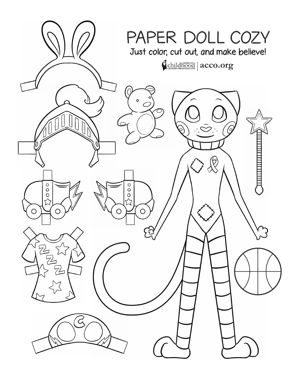 Paper Doll Cat Template, Page 1