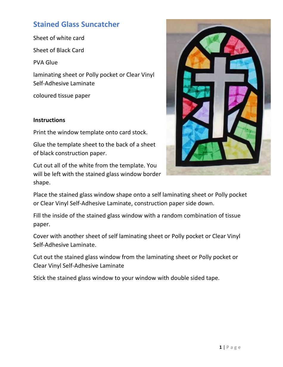 Stained glass cross suncatcher template - Beautiful and intricate design for creating stained glass artwork