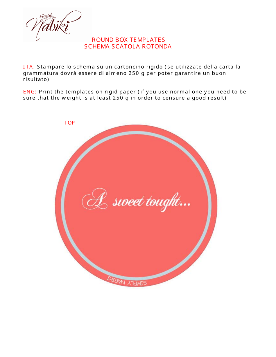 Round Box Templates Download Printable PDF (English/Italian