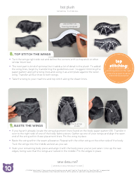 Bat Plush Sewing Pattern Template, Page 10