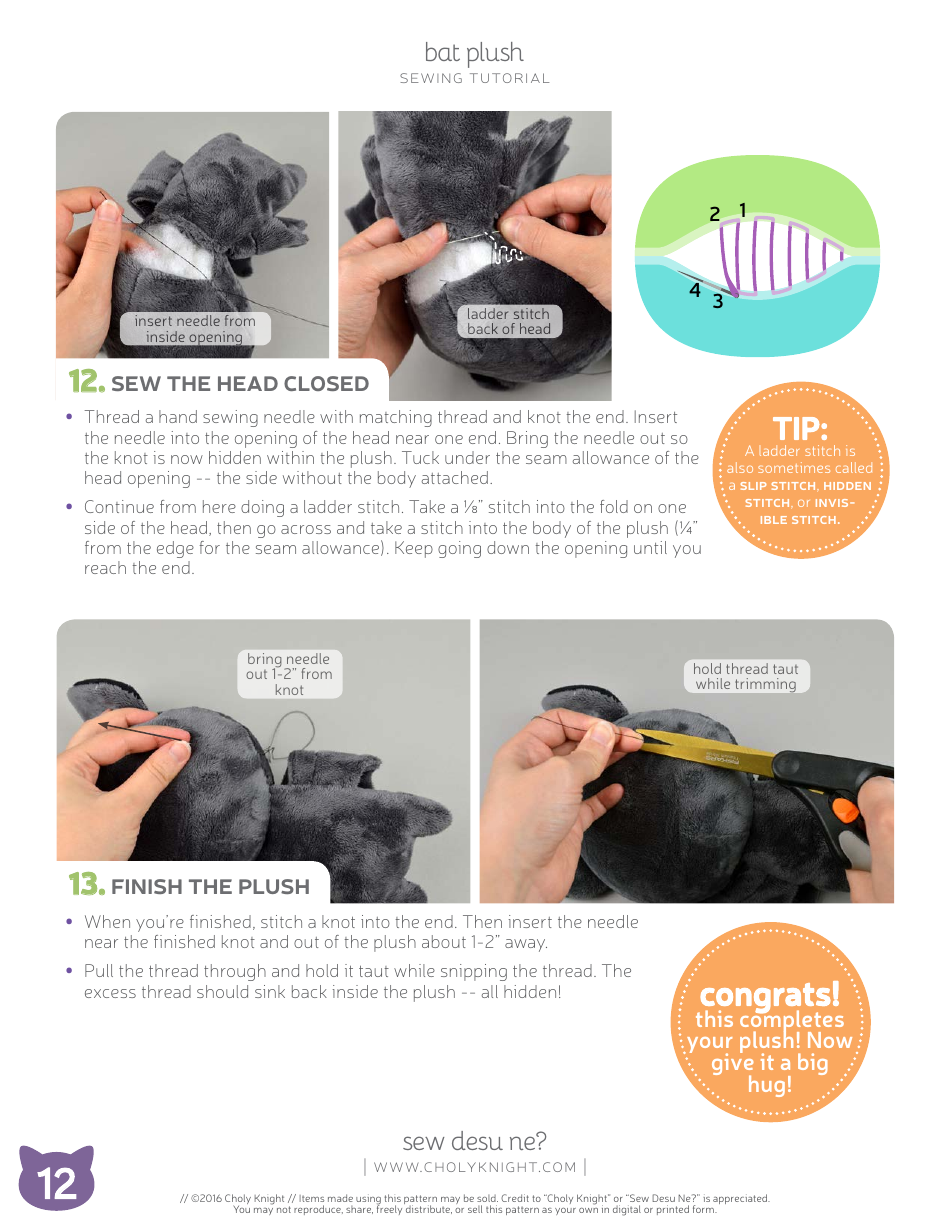 Bat Plush Sewing Pattern Template, Page 12