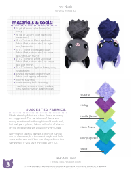 Bat Plush Sewing Pattern Template, Page 3